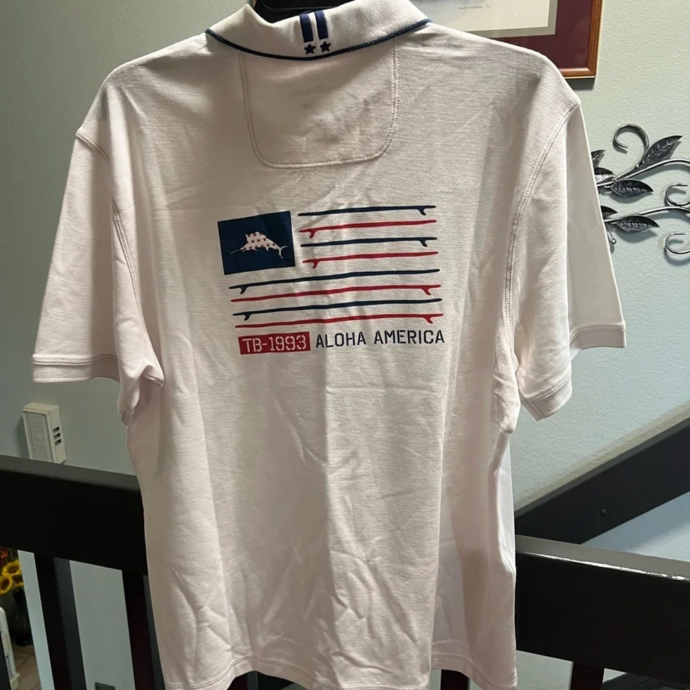 Tommy Bahama White Polo Aloha America #311 - Picture 4 of 5